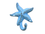 Rustic Light Blue Cast Iron Starfish Hook 6"