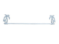 Whitewashed Cast Iron Palm Tree Bath Towel Holder 26"