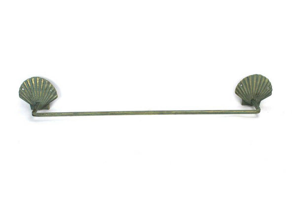 Antique Bronze Cast Iron Shell Bath Towel Holder 28"