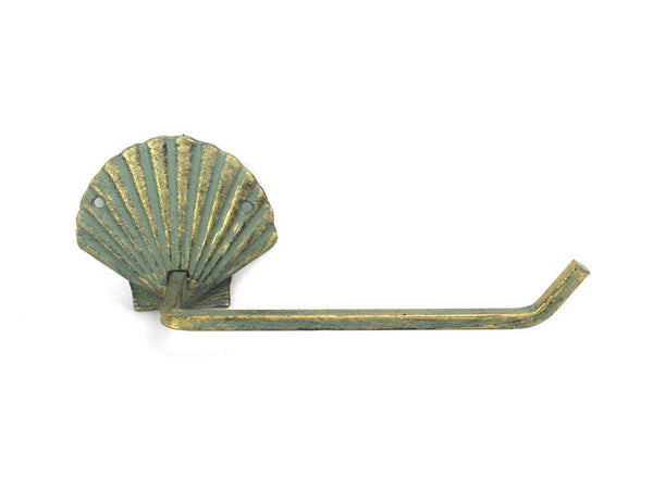 Antique Bronze Cast Iron Shell Toilet Paper Holder 10"