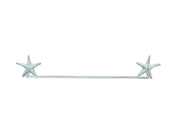 Whitewashed Cast Iron Starfish Bath Towel Holder 28"