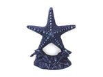 Rustic Dark Blue Cast Iron Starfish Door Stopper 11"