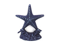 Rustic Dark Blue Cast Iron Starfish Door Stopper 11"