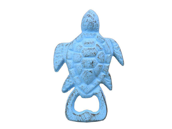 Rustic Light Blue Cast Iron Turtle Bottle Opener 4.5"