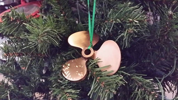 Antique Brass RMS Titanic Propeller Christmas Tree Ornament 4"