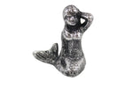 Rustic Silver Cast Iron Sitting Mermaid 3"