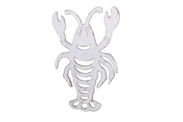 Rustic Whitewashed Cast Iron Lobster Trivet 11"