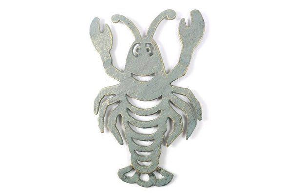 Antique Seaworn Bronze Cast Iron Lobster Trivet 11"