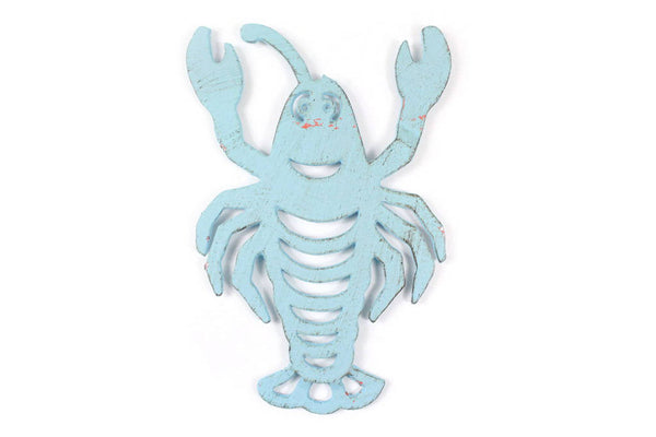 Rustic Light Blue Cast Iron Lobster Trivet 11"