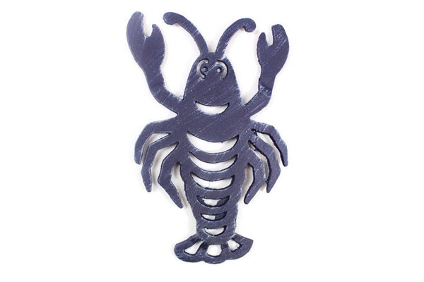 Rustic Dark Blue Cast Iron Lobster Trivet 11"