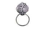 Rustic Silver Cast Iron Shell Sand Dollar Starfish Towel Holder 8"