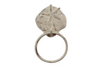 Whitewashed Cast Iron Shell Sand Dollar Starfish Towel Holder 8"