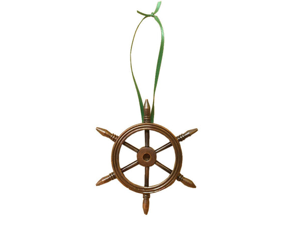 Antique Copper Decorative Ship Wheel Christmas Ornament 6"