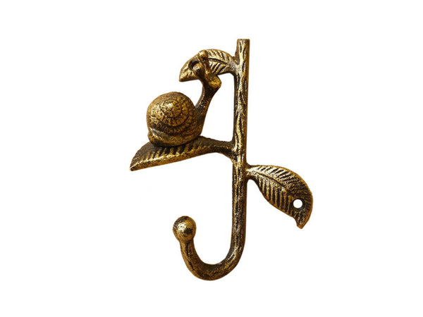 Rustic Gold Cast Iron Decorative Snail Hook 6"