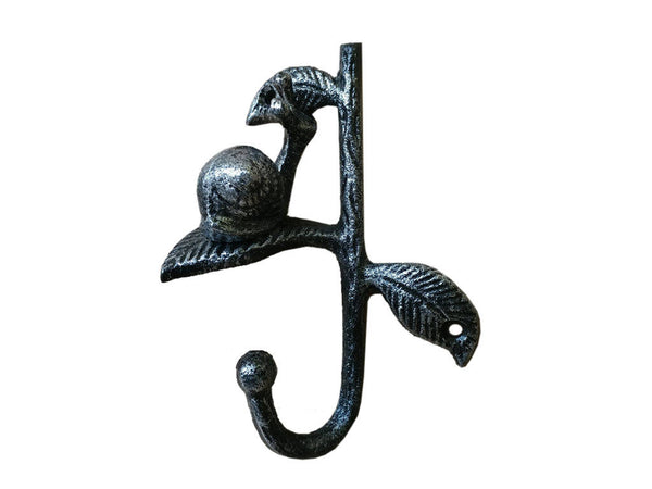 Rustic Silver Cast Iron Decorative Snail Hook 6"