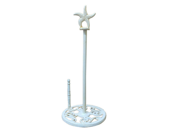 Antique White Cast Iron Starfish Paper Towel Holder 15"