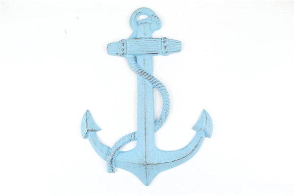 Rustic Light Blue Cast Iron Anchor 17"