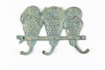 Antique Seaworn Bronze Cast Iron Owl Wall Hooks 9"