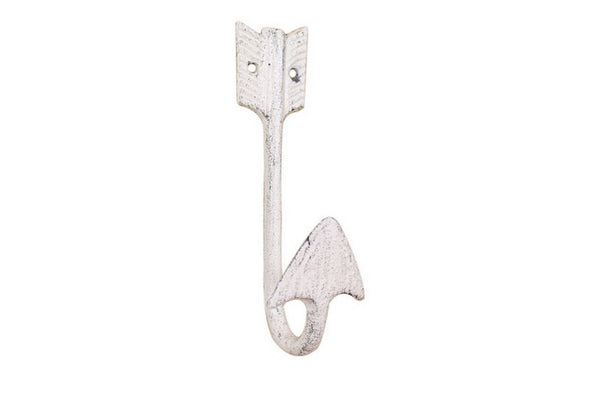 Whitewashed Cast Iron Decorative Arrow Hook 6"