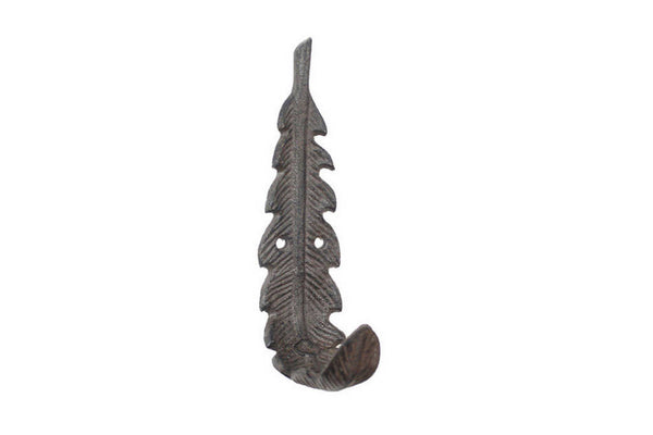 Cast Iron Decorative Feather Hook 6"