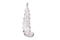 Whitewashed Cast Iron Decorative Feather Hook 6"