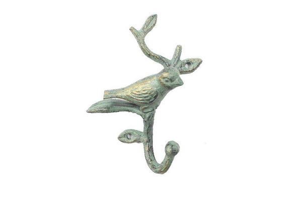 Antique Seaworn Bronze Cast Iron Decorative Bird Hook 6"