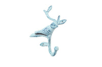 Rustic Dark Blue Whitewashed Cast Iron Decorative Bird Hook 6"