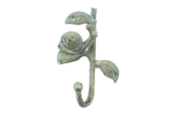 Antique Seaworn Bronze Cast Iron Decorative Snail Hook 6"