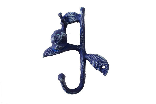 Rustic Dark Blue Cast Iron Decorative Snail Hook 6"