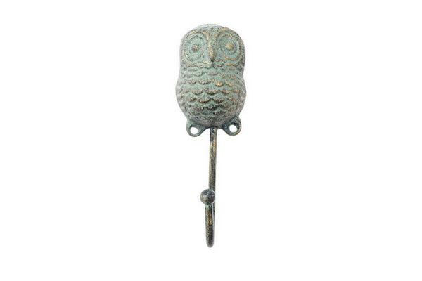 Antique Seaworn Bronze Cast Iron Decorative Owl Hook 6"
