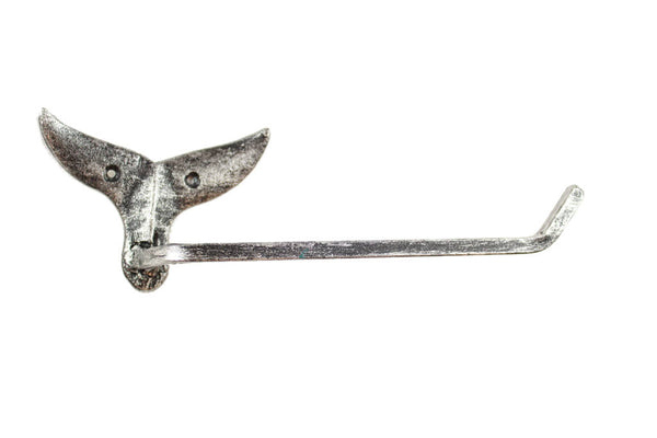 Rustic Silver Cast Iron Whale Tail Toilet Paper Holder 11"