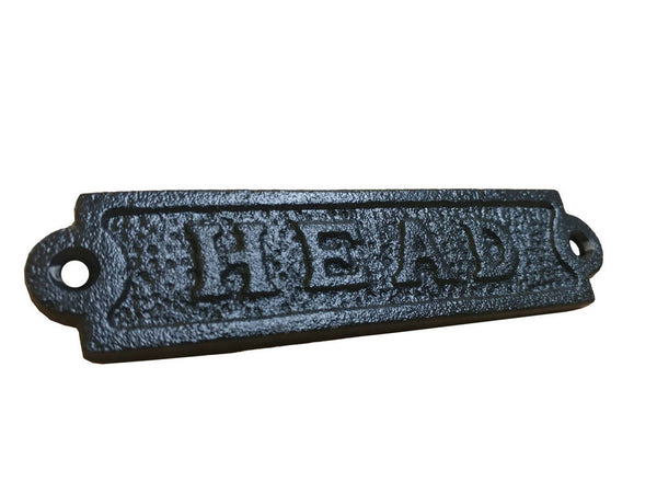 Rustic Black Cast Iron Head Sign 6"