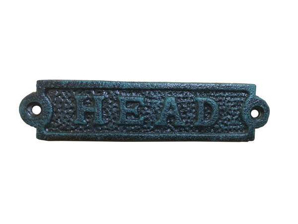 Seaworn Blue Cast Iron Head Sign 6"