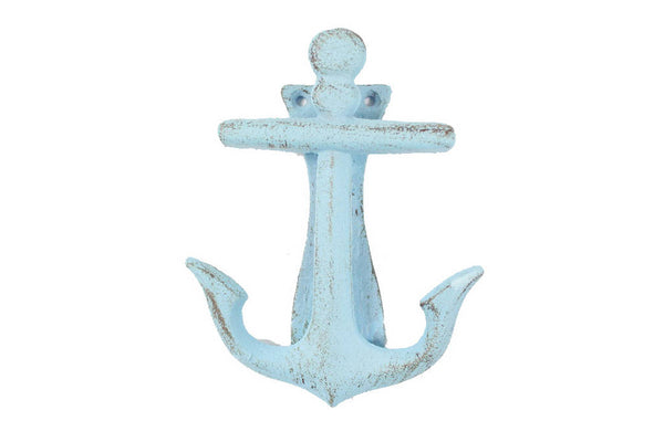 Rustic Light Blue Cast Iron Decorative Anchor Door Knocker 6"