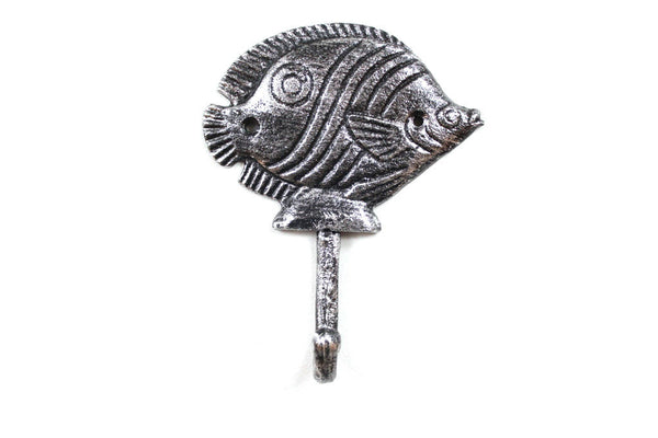 Rustic Silver Cast Iron Butterfly Fish Wall Hook 6"