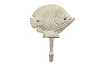 Whitewashed Cast Iron Butterfly Fish Wall Hook 6"