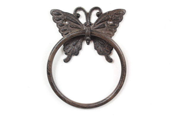 Cast Iron Decorative Butterfly Towel Holder 6"