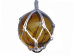 Amber Japanese Glass Ball With White Netting Christmas Ornament 3"