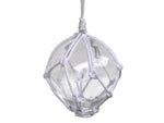 Clear Japanese Glass Ball With White Netting Christmas Ornament 3"