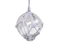 Clear Japanese Glass Ball With White Netting Christmas Ornament 3"