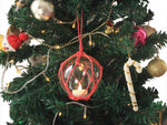 LED Lighted Clear Japanese Glass Ball Fishing Float with Red Netting Christmas Tree Ornament 4"
