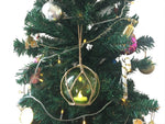 LED Lighted Green Japanese Glass Ball Fishing Float with Brown Netting Christmas Tree Ornament 4"