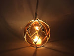 LED Lighted Orange Japanese Glass Ball Fishing Float with White Netting Decoration 3"