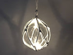 LED Lighted Clear Japanese Glass Ball Fishing Float with White Netting Decoration 3"