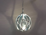 LED Lighted Light blue Japanese Glass Ball Fishing Float with White Netting Decoration 3"