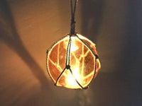 LED Lighted Orange Japanese Glass Ball Fishing Float with White Netting Decoration 6"