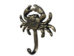 Rustic Gold Cast Iron Wall Mounted Crab Hook 5"