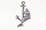 Rustic Silver Cast Iron Mermaid Anchor 9"