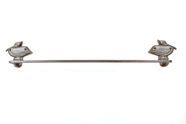 Cast Iron Pelican on Post Bath Towel Holder 28"