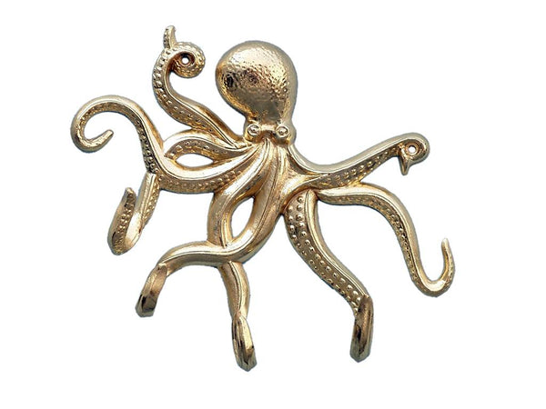 Gold Finish Octopus with Tentacle Hooks 11"